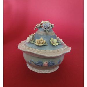 Vintage Musical Porcelain Jewelry Trinket Box
